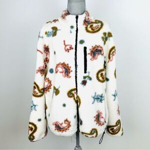 Free Nature NYC Unisex Mens SZ M Womens SZ L Sherpa Fleece Jacket Paisley